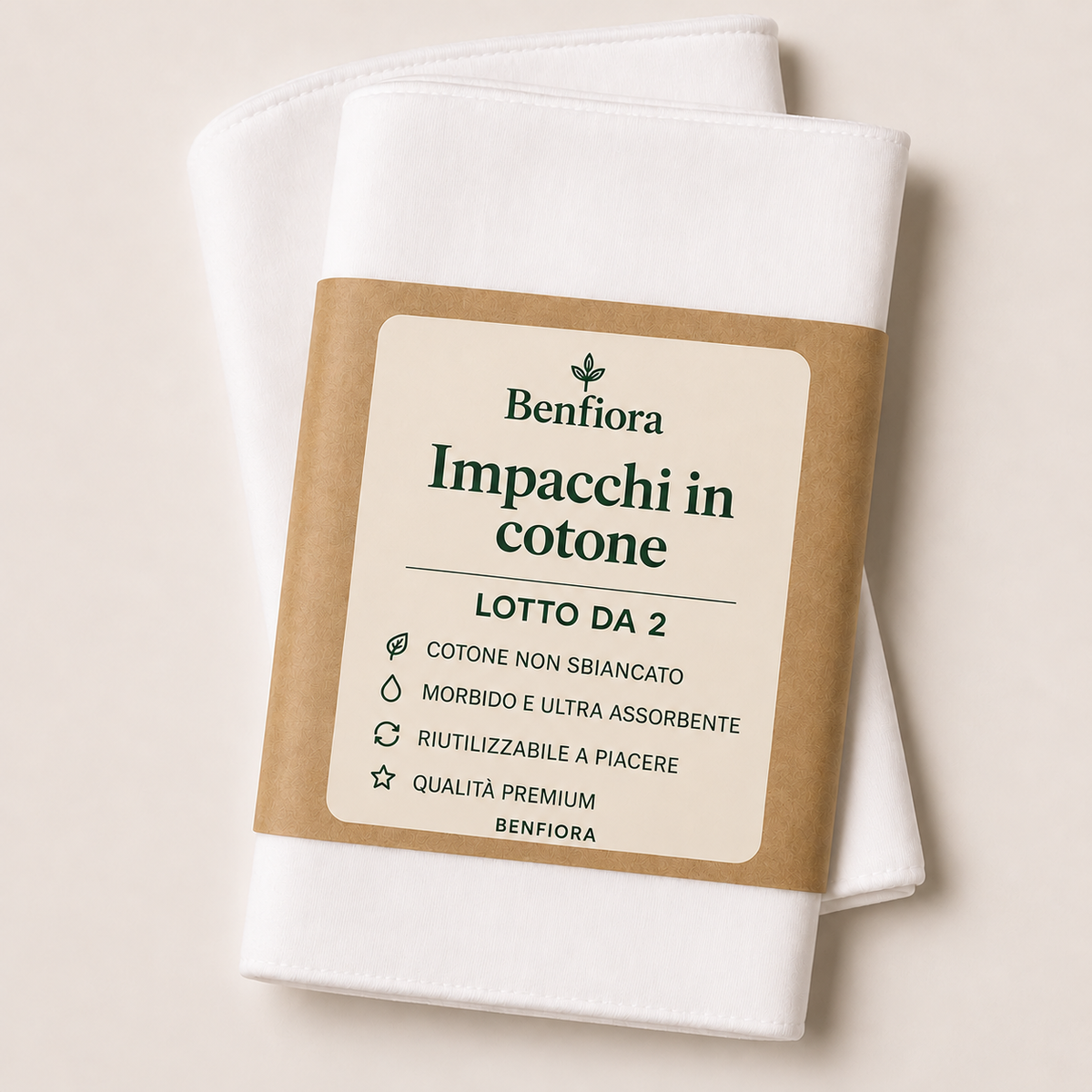Impacchi in cotone biologico — Confezione da 2 — Benfiora — Immagine 1