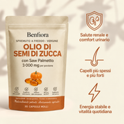 Olio di semi di zucca + Saw Palmetto — Benfiora — Immagine 1