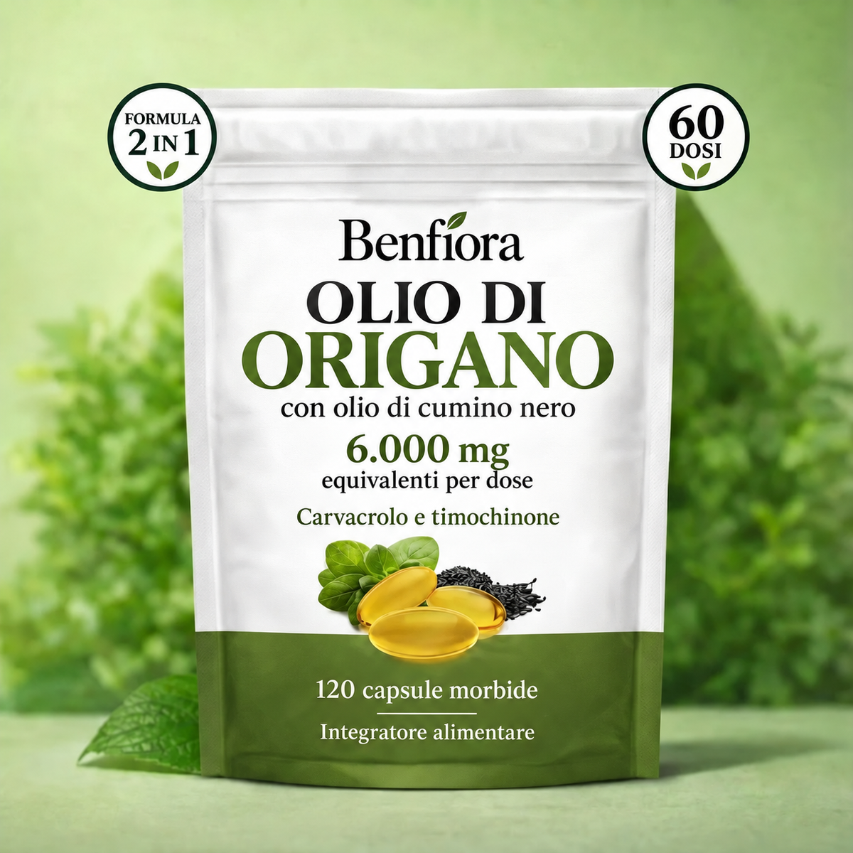Confezione Benfiora di olio di origano e cumino nero