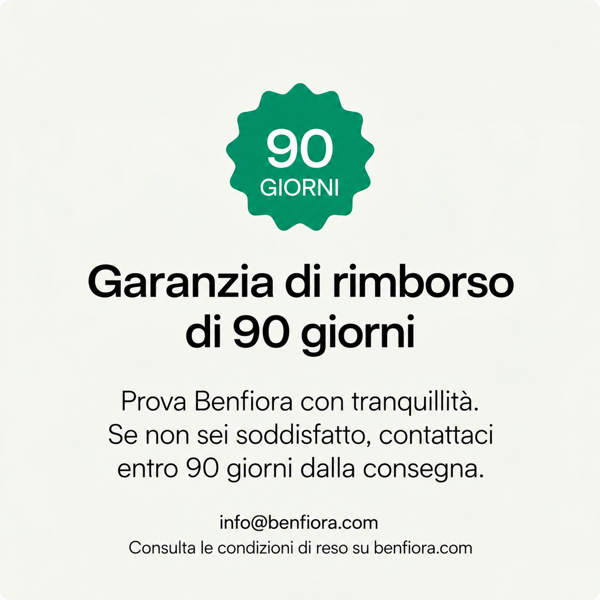 Garanzia Benfiora di rimborso di 90 giorni